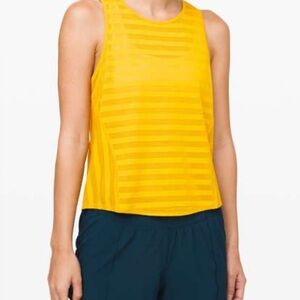 Lululemon Off And Running Tank Women’s  Honeycomb Yellow Mesh Size 10-12 Unsized